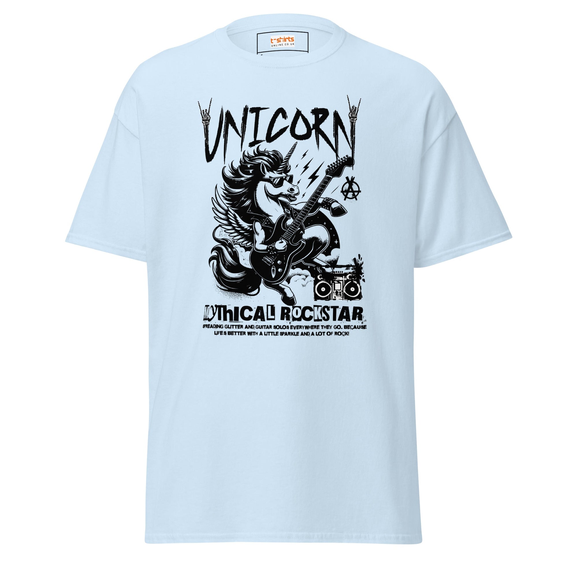 Unicorn Mythical Rockstar T-Shirt - Light Blue - T-Shirts Online