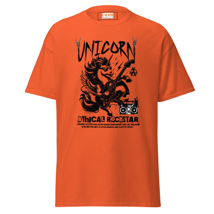 Unicorn Mythical Rockstar T-Shirt - Orange - T-Shirts Online