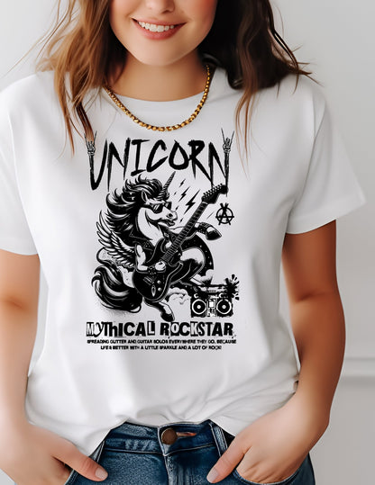 Unicorn Mythical Rockstar T-Shirt - Red - T-Shirts Online