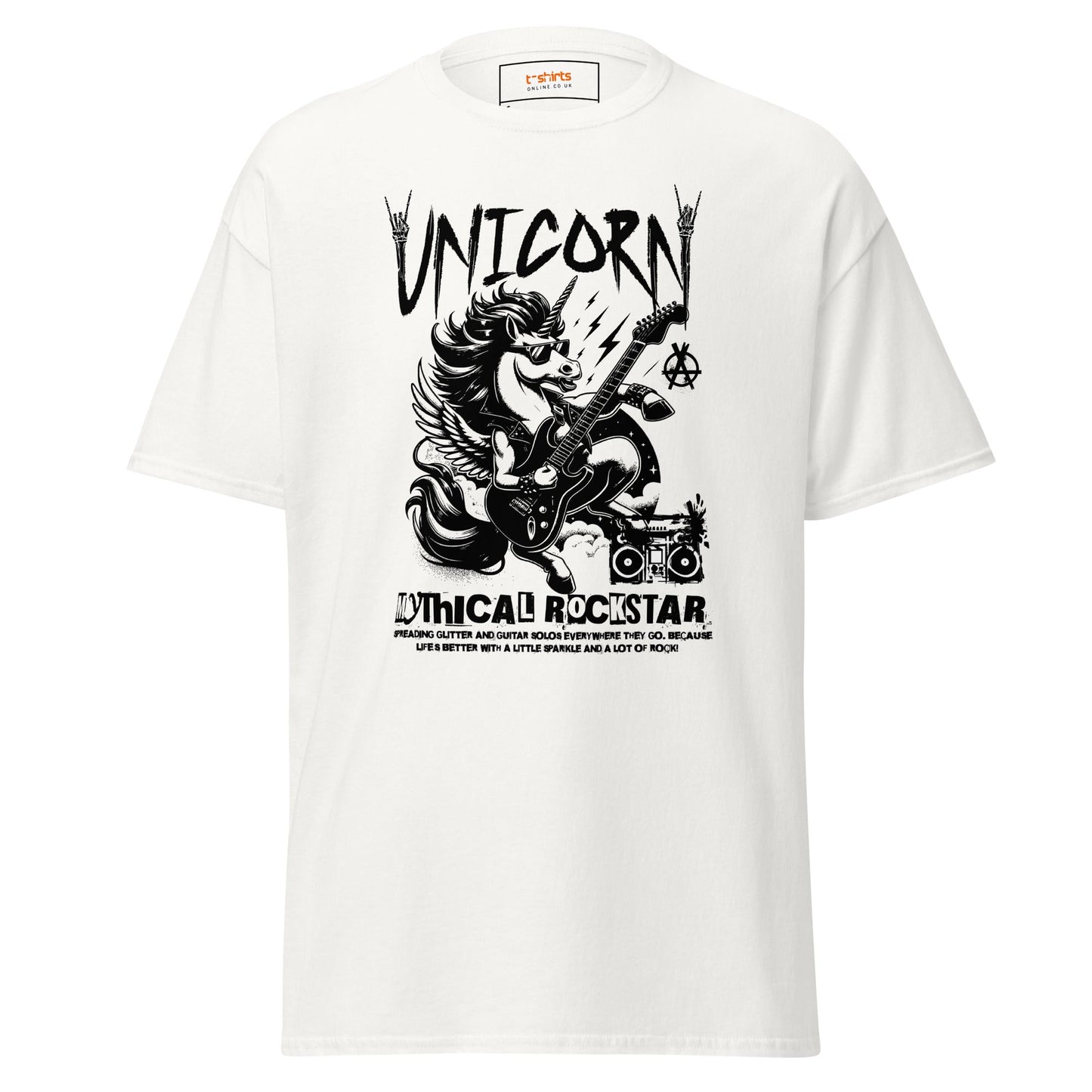 Unicorn Mythical Rockstar T-Shirt - White - T-Shirts Online