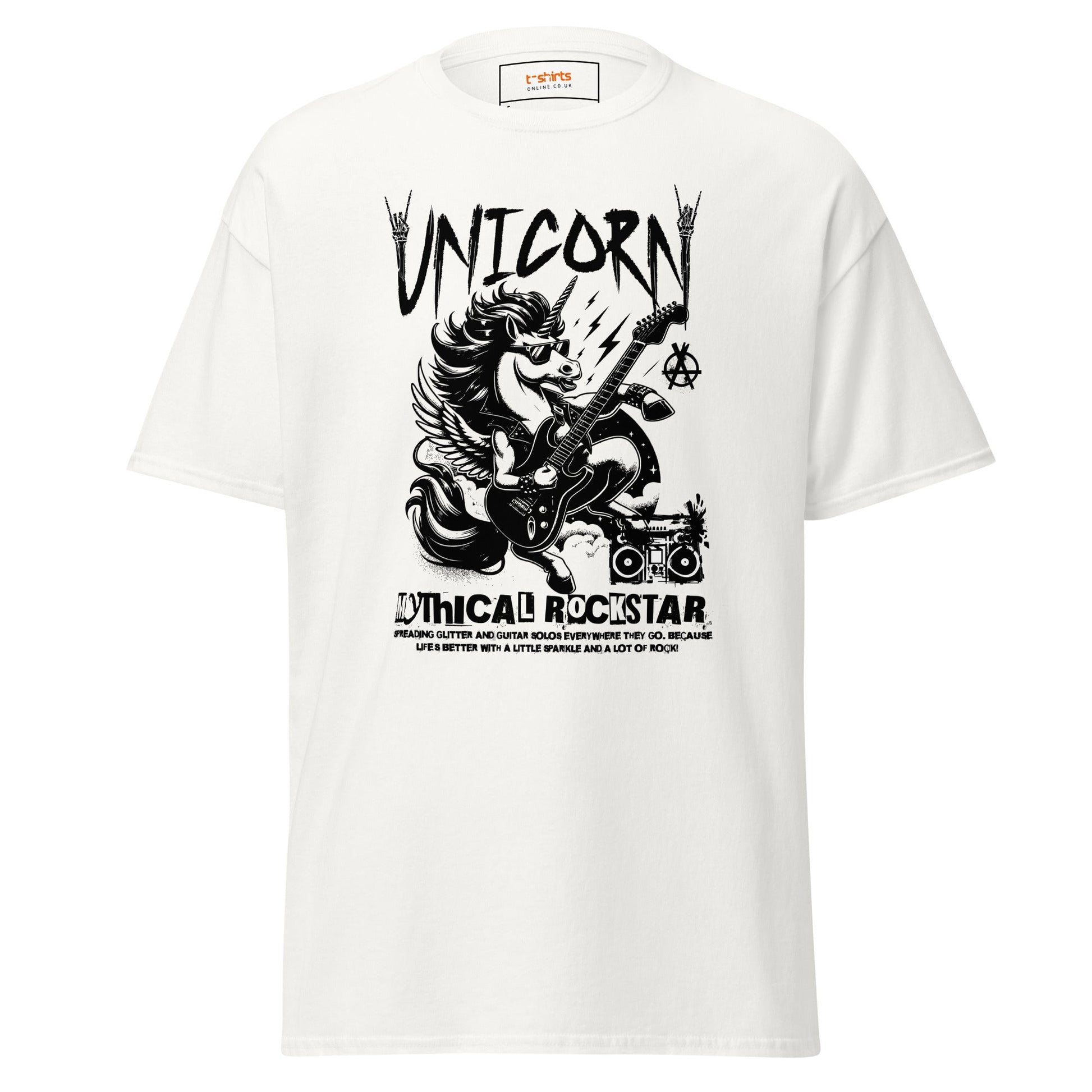 Unicorn Mythical Rockstar T-Shirt - White - T-Shirts Online