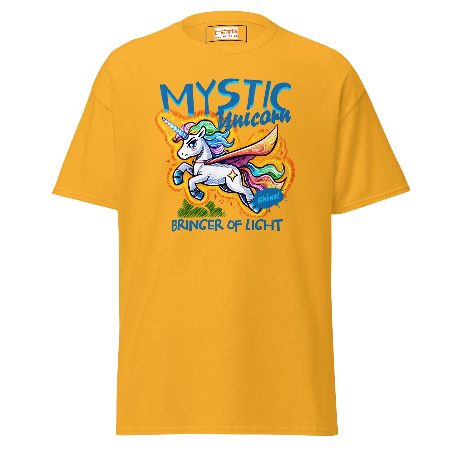 Unicorn T-Shirt | Fantasy Graphic Tee - Gold - T-Shirts Online