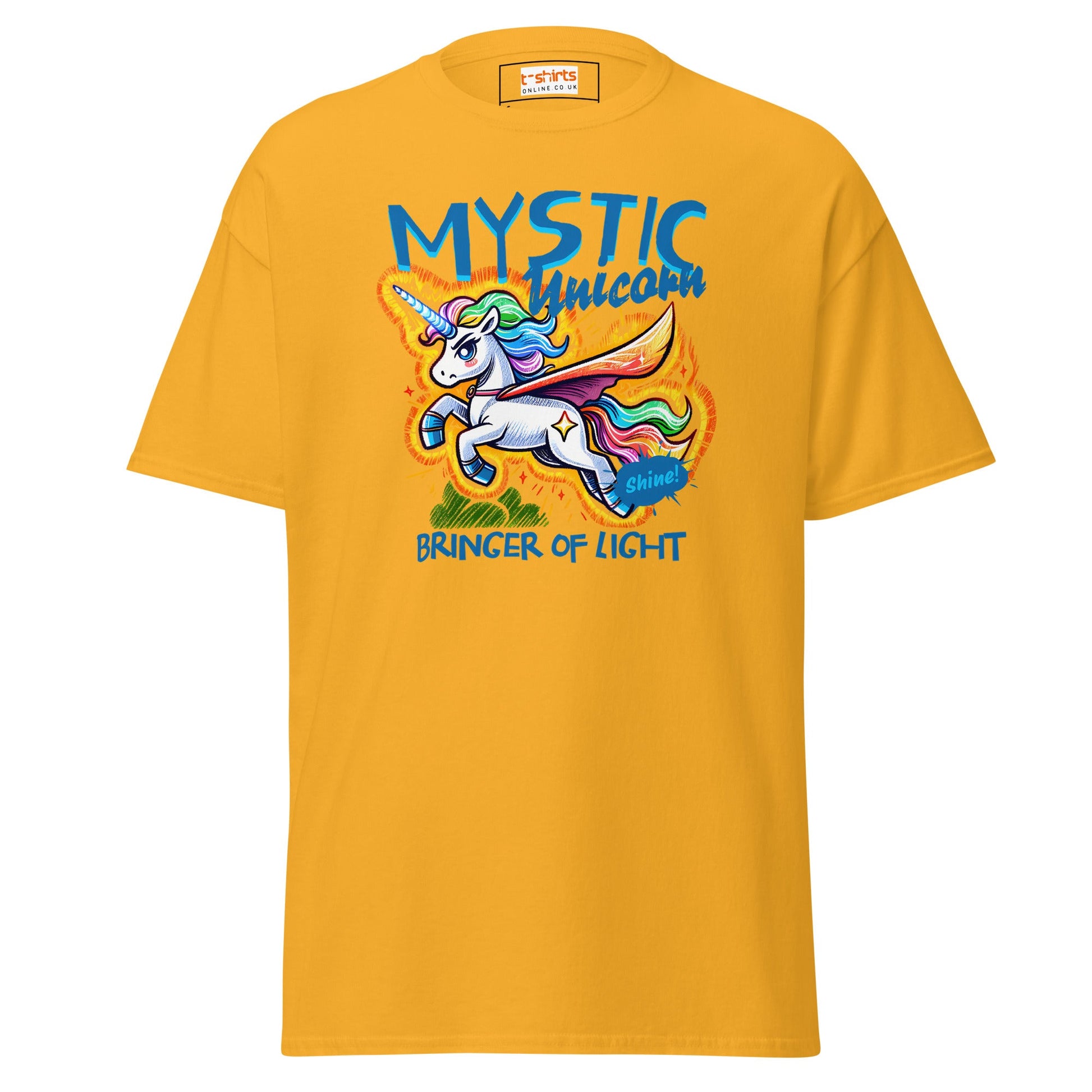 Unicorn T-Shirt | Fantasy Graphic Tee - Gold - T-Shirts Online