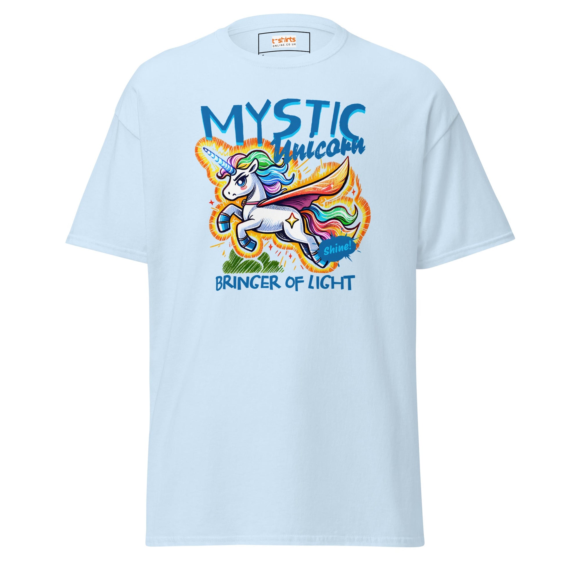 Unicorn T-Shirt | Fantasy Graphic Tee - Light Blue - T-Shirts Online