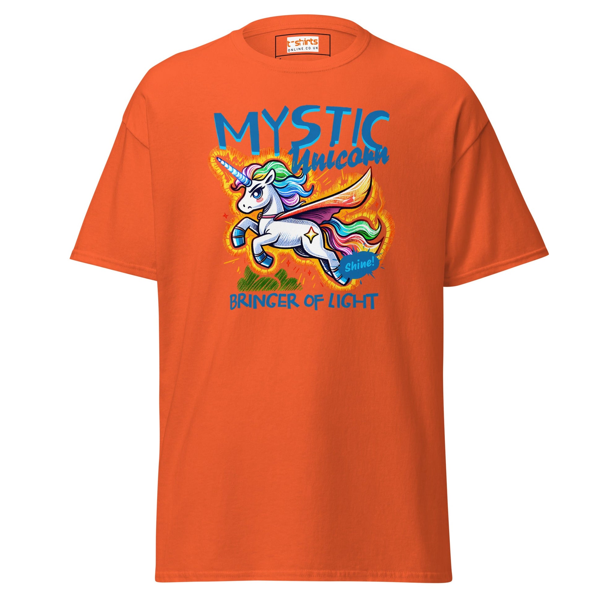Unicorn T-Shirt | Fantasy Graphic Tee - Orange - T-Shirts Online