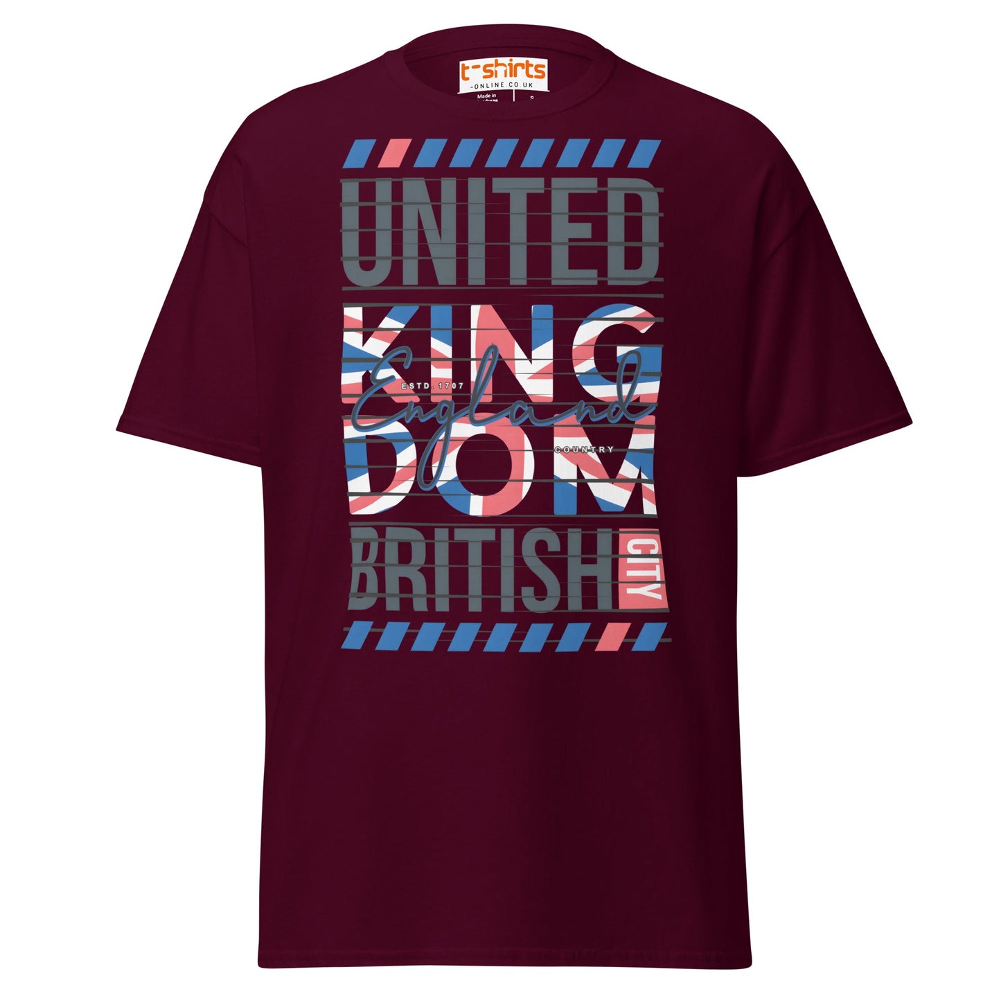 United Kingdom England T-Shirt | British Flag Streetwear - Maroon - T-Shirts Online