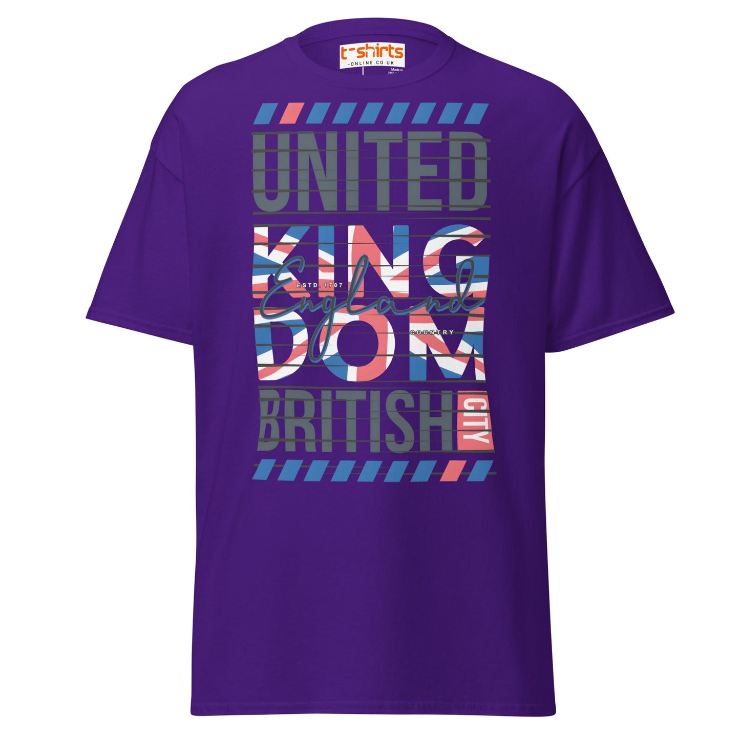 United Kingdom England T-Shirt | British Flag Streetwear - Purple - T-Shirts Online