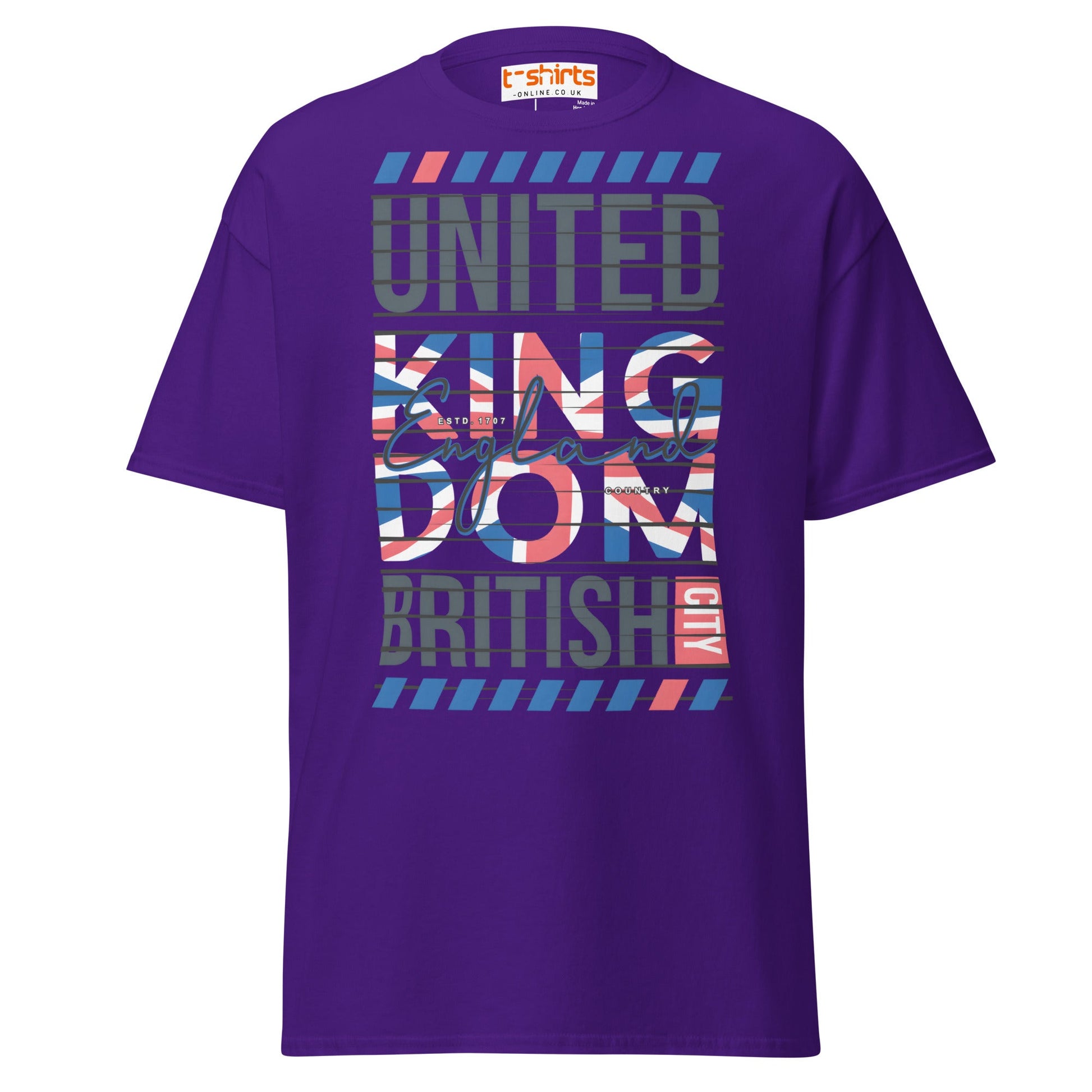 United Kingdom England T-Shirt | British Flag Streetwear - Purple - T-Shirts Online