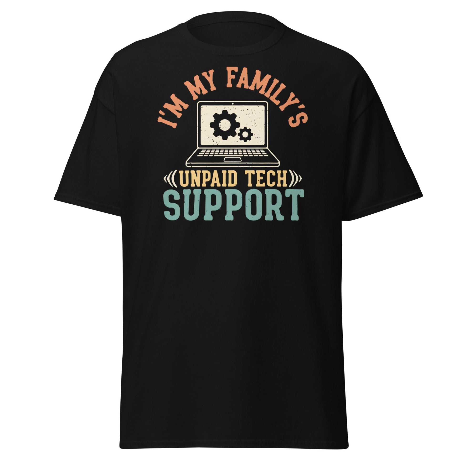 Unpaid Tech Support T-Shirt | Funny Family IT Geek Tee - Black - T-Shirts Online