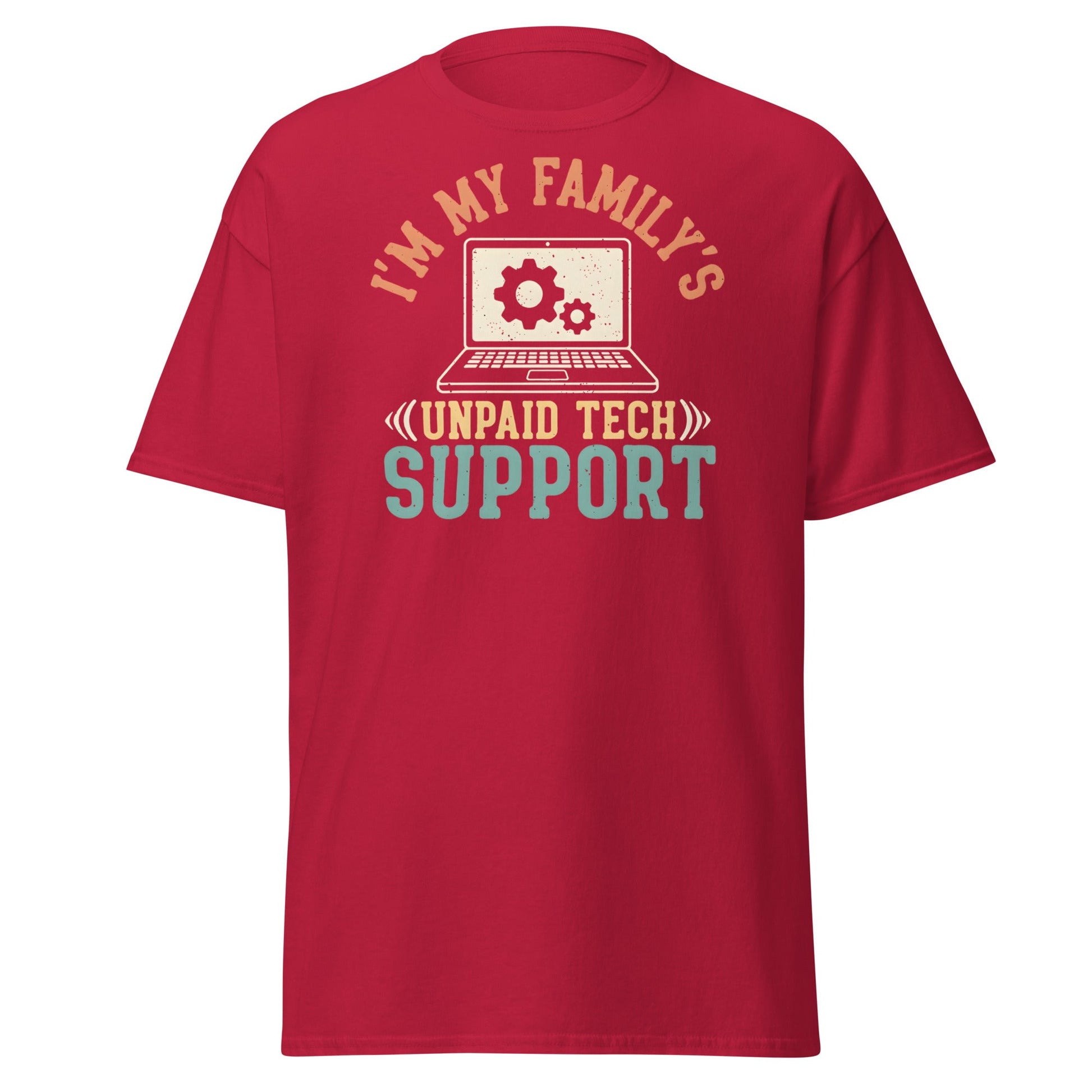 Unpaid Tech Support T-Shirt | Funny Family IT Geek Tee - Cardinal - T-Shirts Online