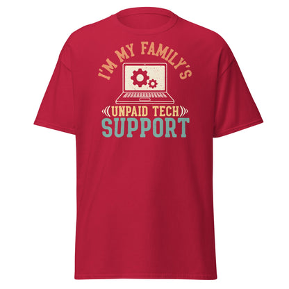 Unpaid Tech Support T-Shirt | Funny Family IT Geek Tee - Cardinal - T-Shirts Online