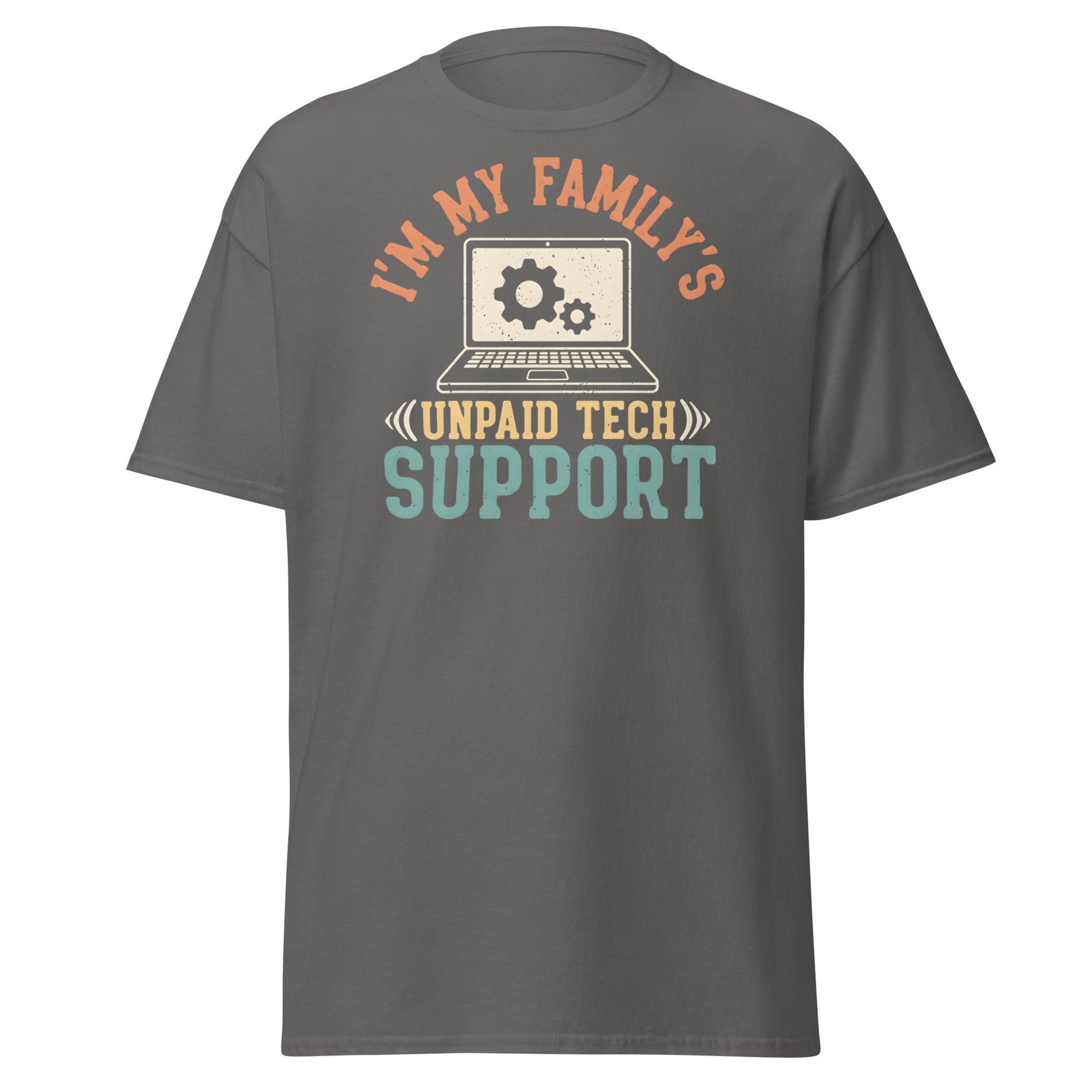 Unpaid Tech Support T-Shirt | Funny Family IT Geek Tee - Charcoal - T-Shirts Online