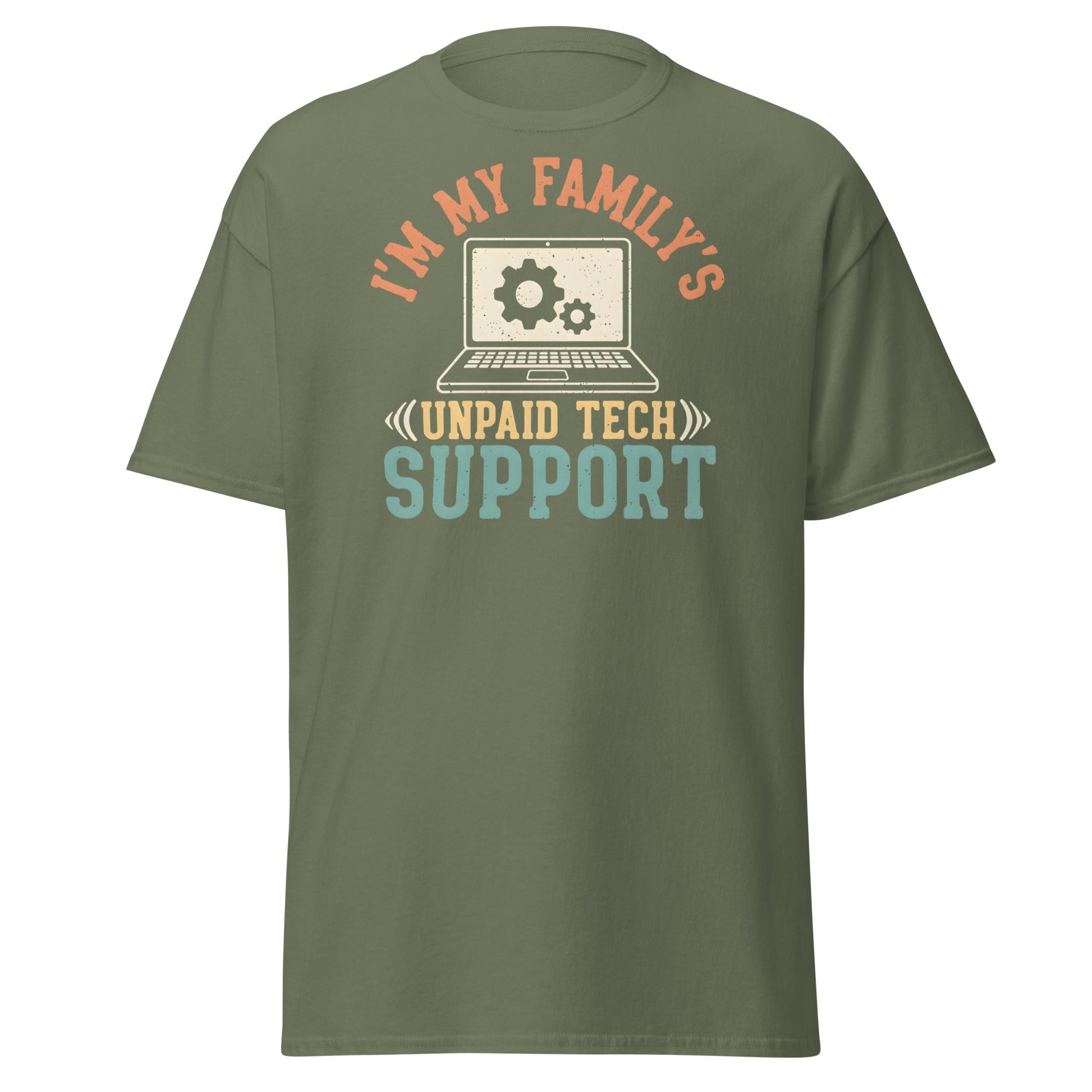 Unpaid Tech Support T-Shirt | Funny Family IT Geek Tee - Military Green - T-Shirts Online