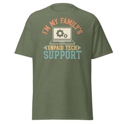 Unpaid Tech Support T-Shirt | Funny Family IT Geek Tee - Military Green - T-Shirts Online