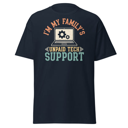 Unpaid Tech Support T-Shirt | Funny Family IT Geek Tee - Navy - T-Shirts Online