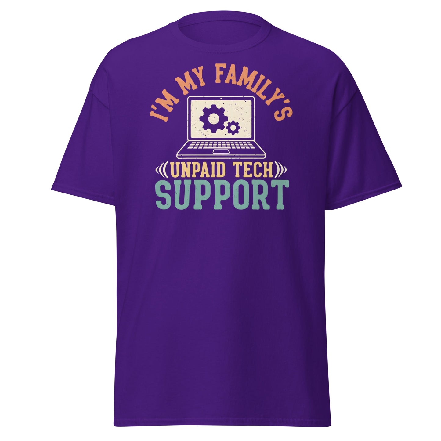 Unpaid Tech Support T-Shirt | Funny Family IT Geek Tee - Purple - T-Shirts Online
