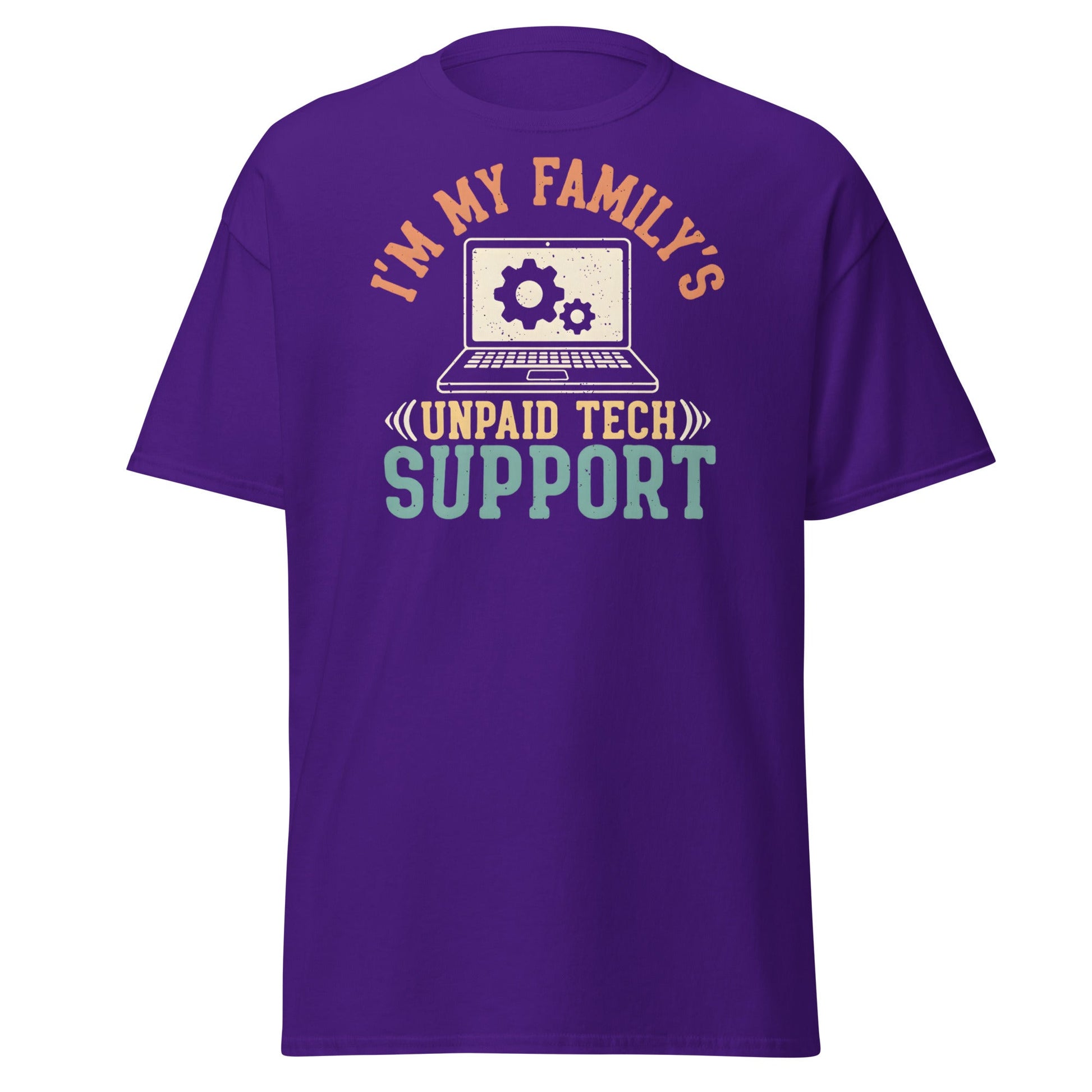 Unpaid Tech Support T-Shirt | Funny Family IT Geek Tee - Purple - T-Shirts Online