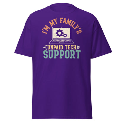 Unpaid Tech Support T-Shirt | Funny Family IT Geek Tee - Purple - T-Shirts Online