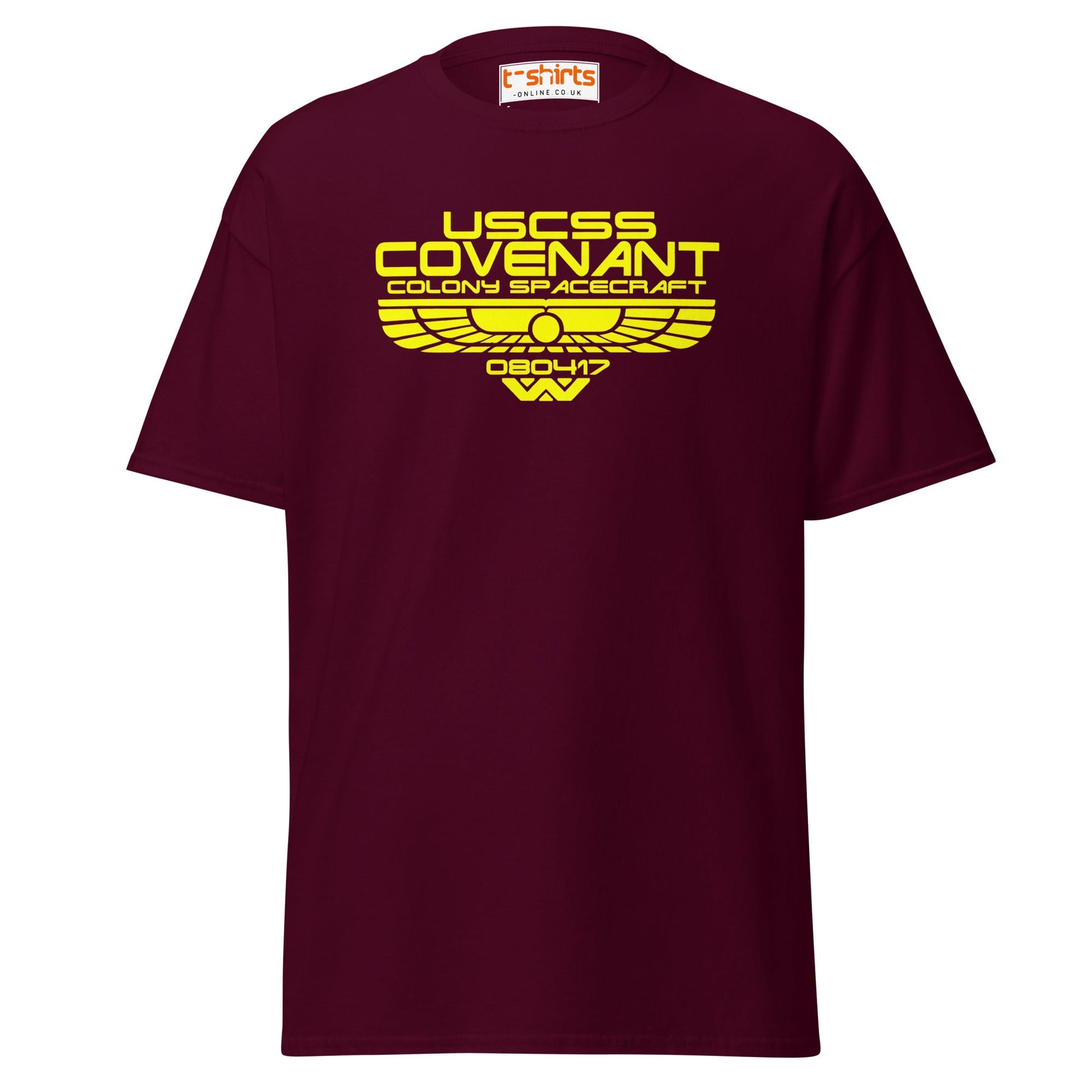 USCSS Covenant T-Shirt | Alien Sci - Fi Spacecraft Tee - Maroon - T-Shirts Online