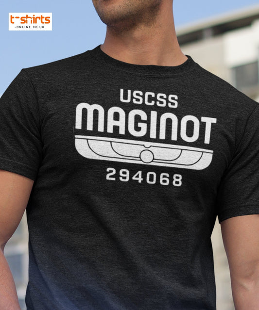 USCSS Maginot T-Shirt – Sci - Fi Spaceship Logo Tee - Maroon - T-Shirts Online