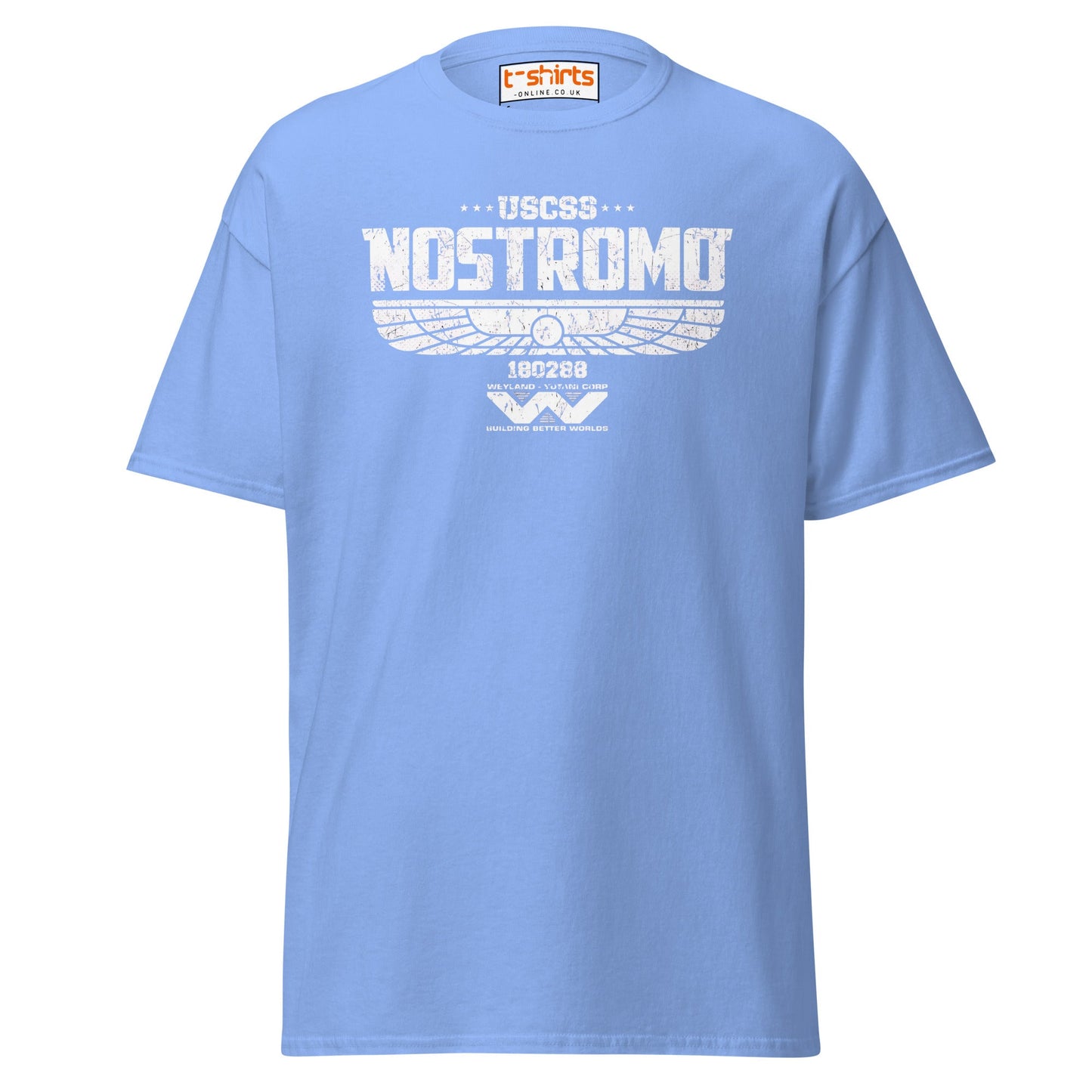USCSS Nostromo T-Shirt | Alien Sci - Fi Logo Tee - Carolina Blue - T-Shirts Online