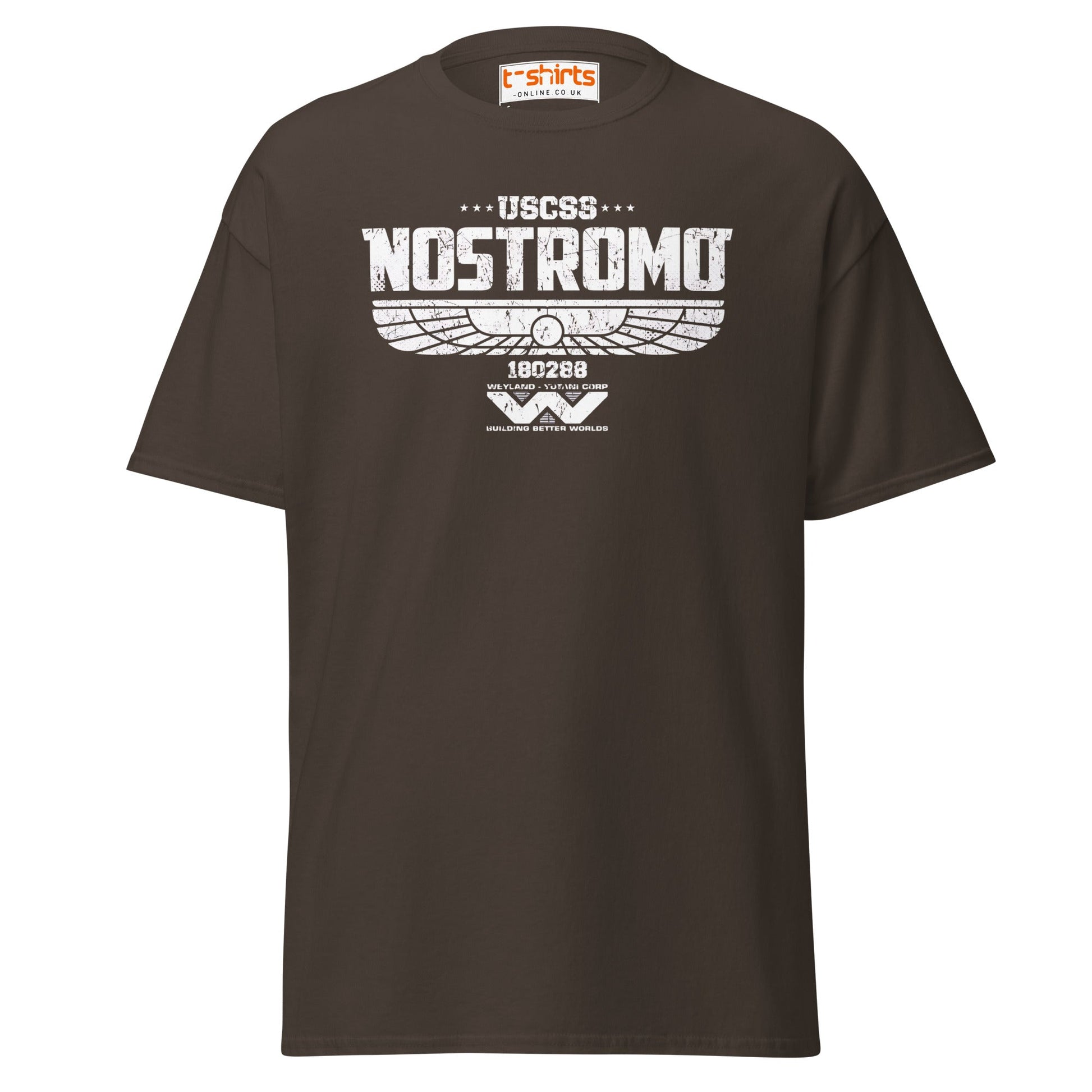 USCSS Nostromo T-Shirt | Alien Sci - Fi Logo Tee - Dark Chocolate - T-Shirts Online
