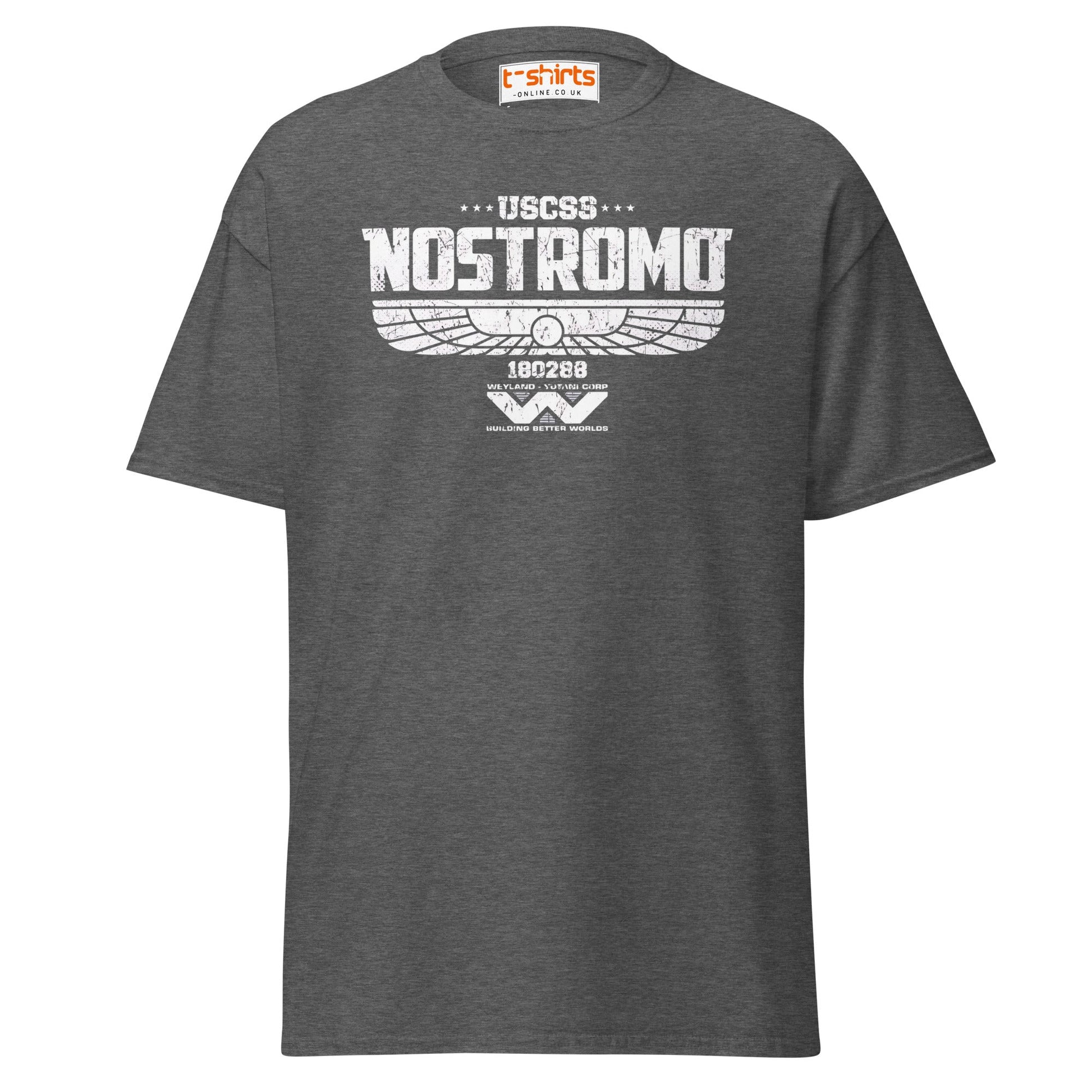 USCSS Nostromo T-Shirt | Alien Sci - Fi Logo Tee - Dark Heather - T-Shirts Online