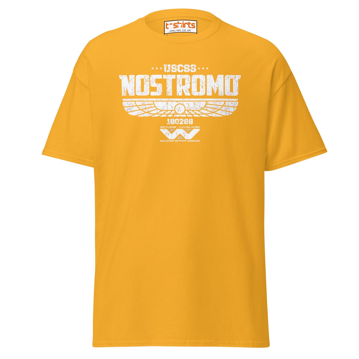 USCSS Nostromo T-Shirt | Alien Sci - Fi Logo Tee - Gold - T-Shirts Online