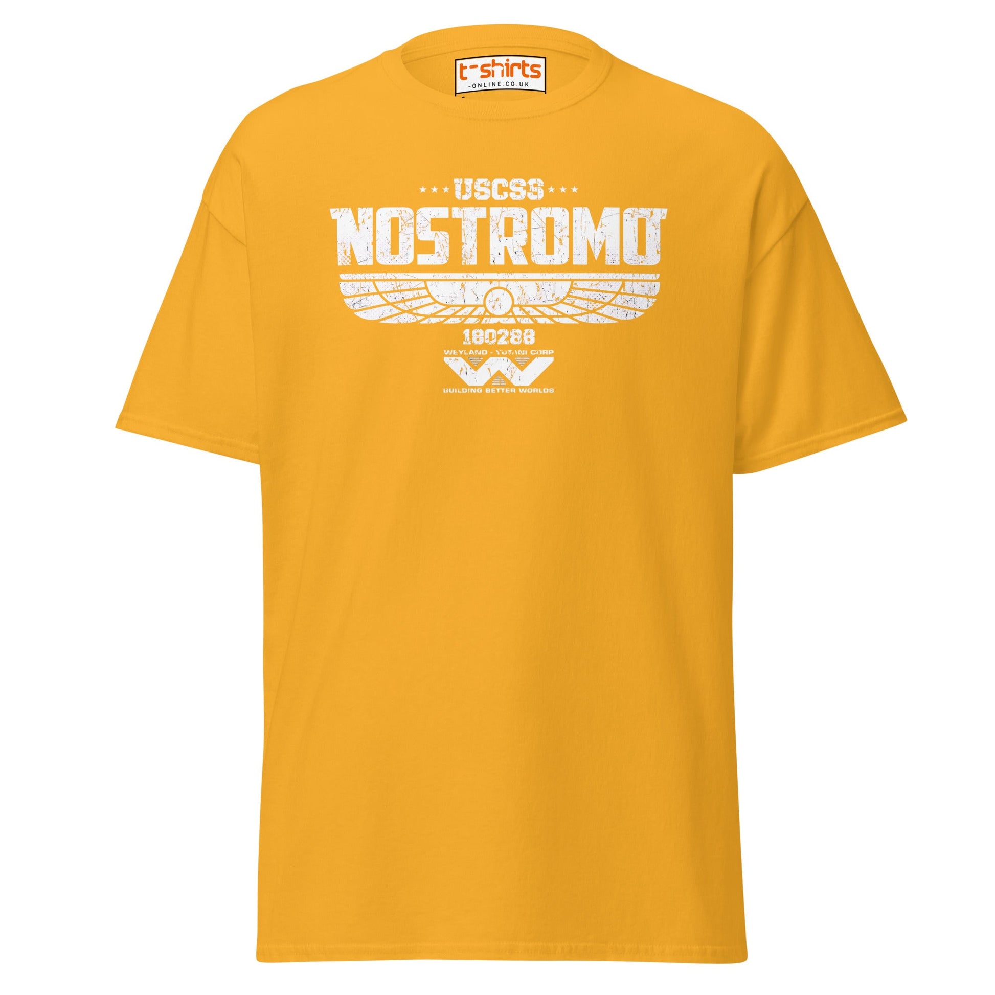 USCSS Nostromo T-Shirt | Alien Sci - Fi Logo Tee - Gold - T-Shirts Online