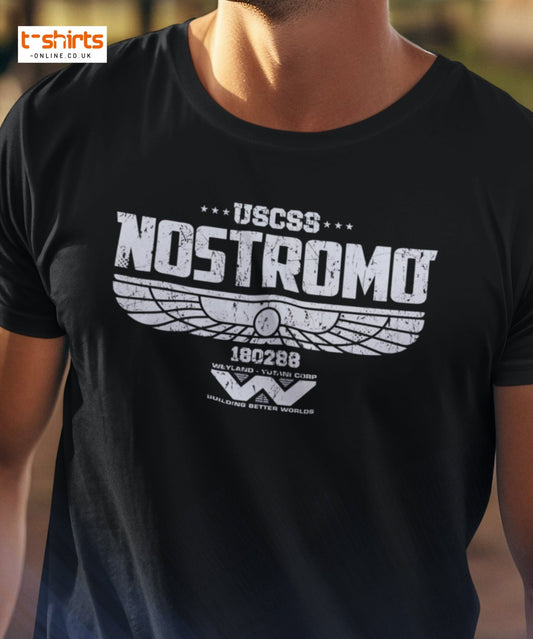 USCSS Nostromo T-Shirt | Alien Sci - Fi Logo Tee - Maroon - T-Shirts Online