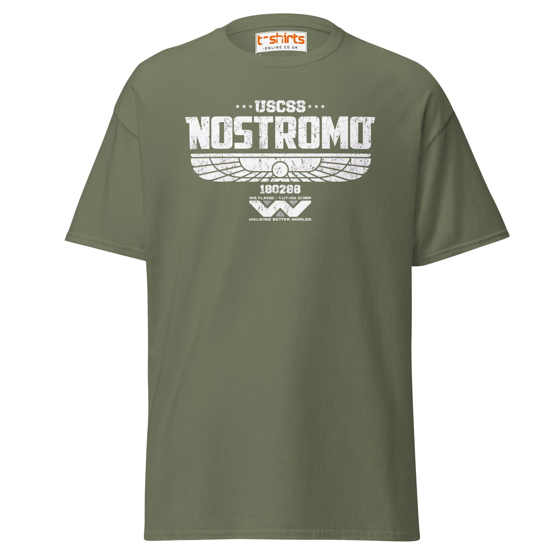 USCSS Nostromo T-Shirt | Alien Sci - Fi Logo Tee - Military Green - T-Shirts Online