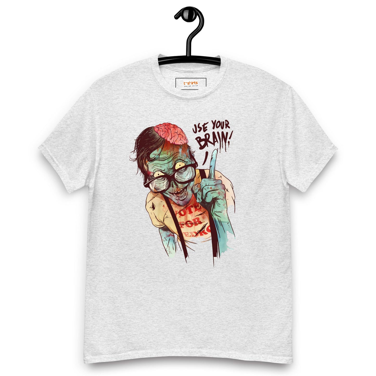Use Your Brain T-Shirt | Zombie Tee - Ash - T-Shirts Online