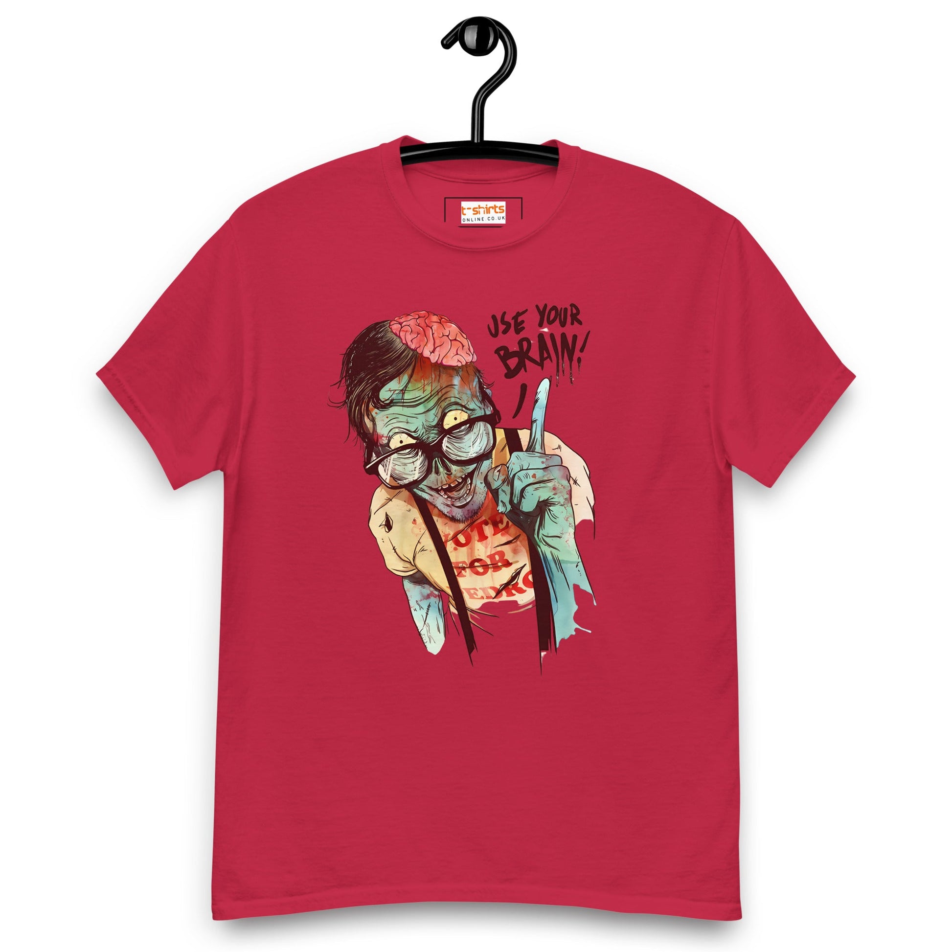 Use Your Brain T-Shirt | Zombie Tee - Cardinal - T-Shirts Online