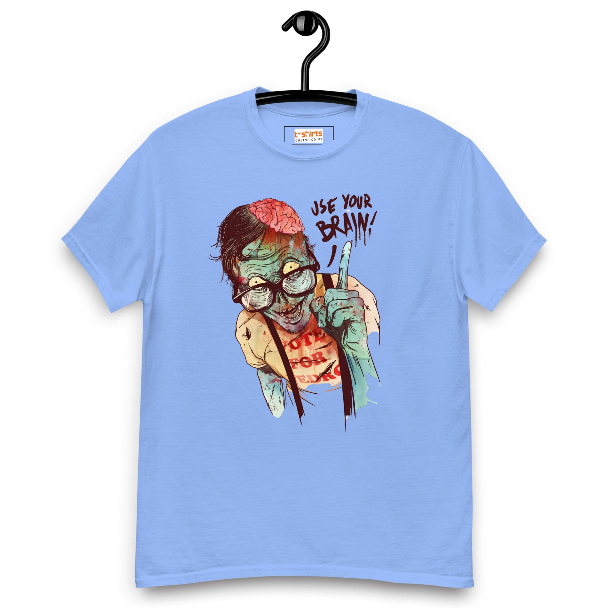 Use Your Brain T-Shirt | Zombie Tee - Carolina Blue - T-Shirts Online