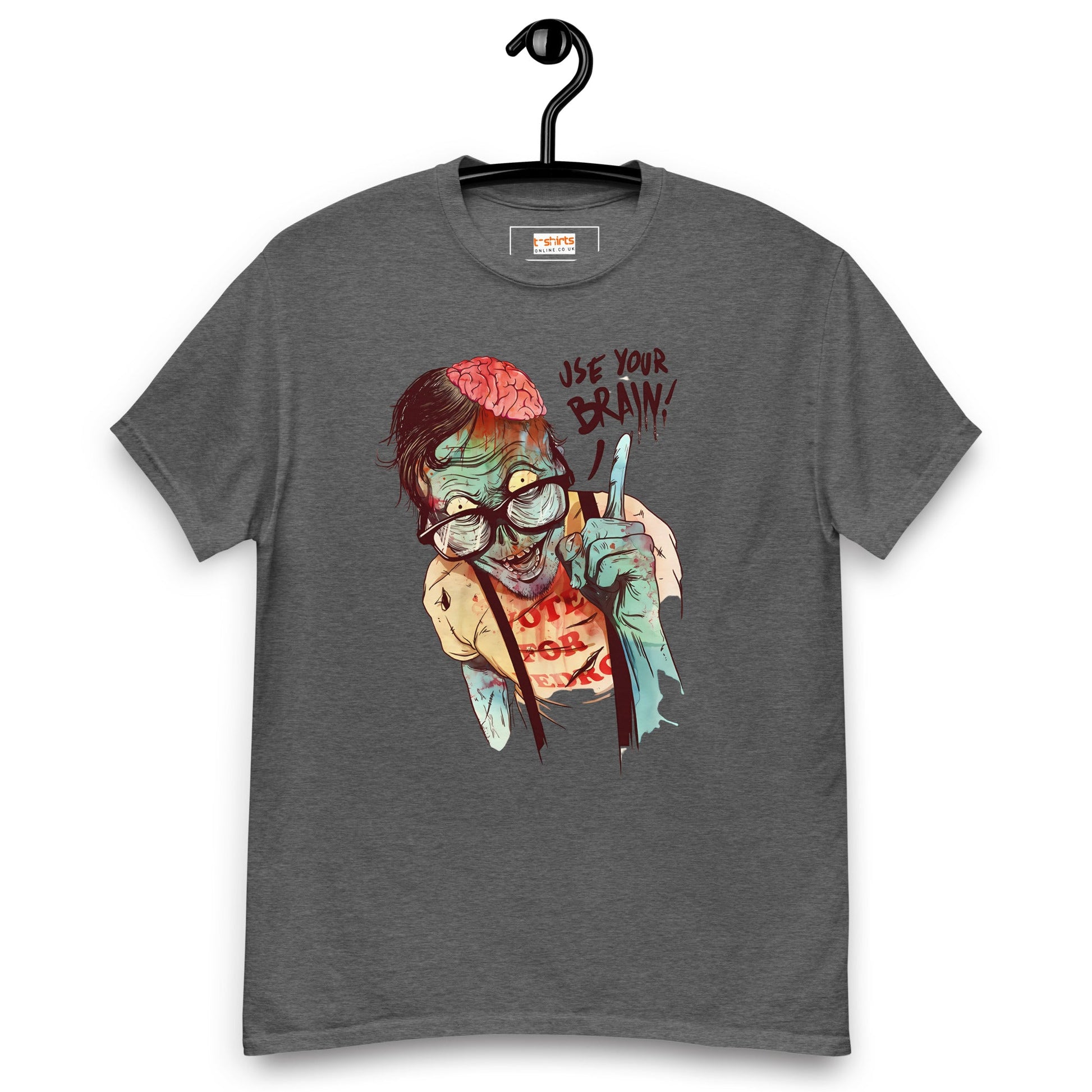 Use Your Brain T-Shirt | Zombie Tee - Dark Heather - T-Shirts Online