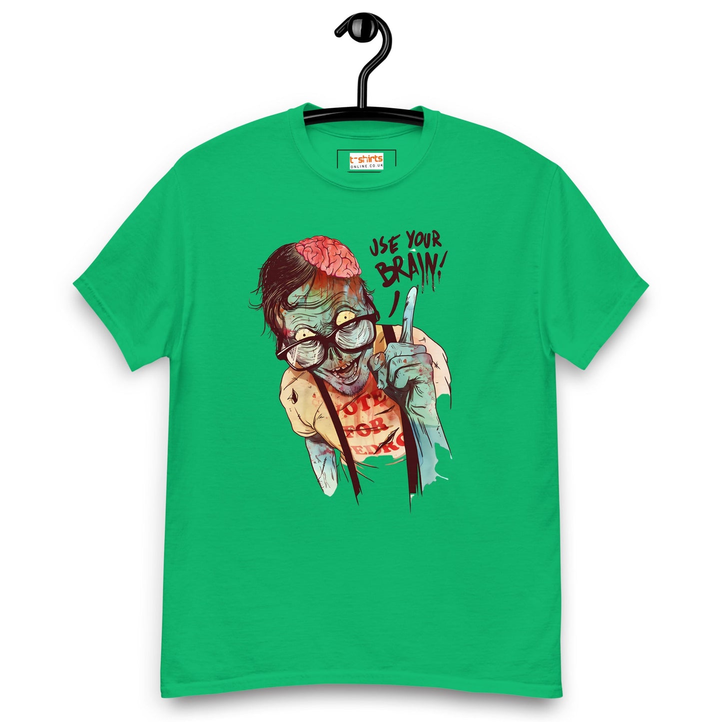 Use Your Brain T-Shirt | Zombie Tee - Irish Green - T-Shirts Online