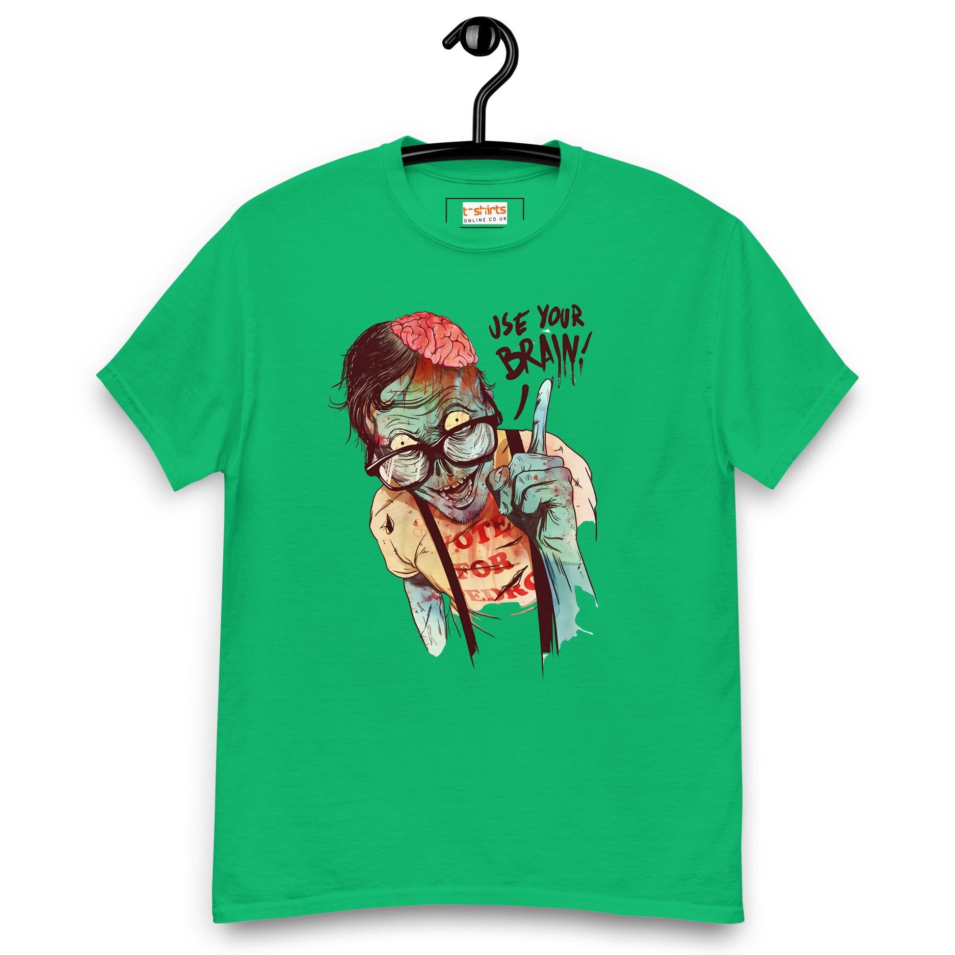 Use Your Brain T-Shirt | Zombie Tee - Irish Green - T-Shirts Online