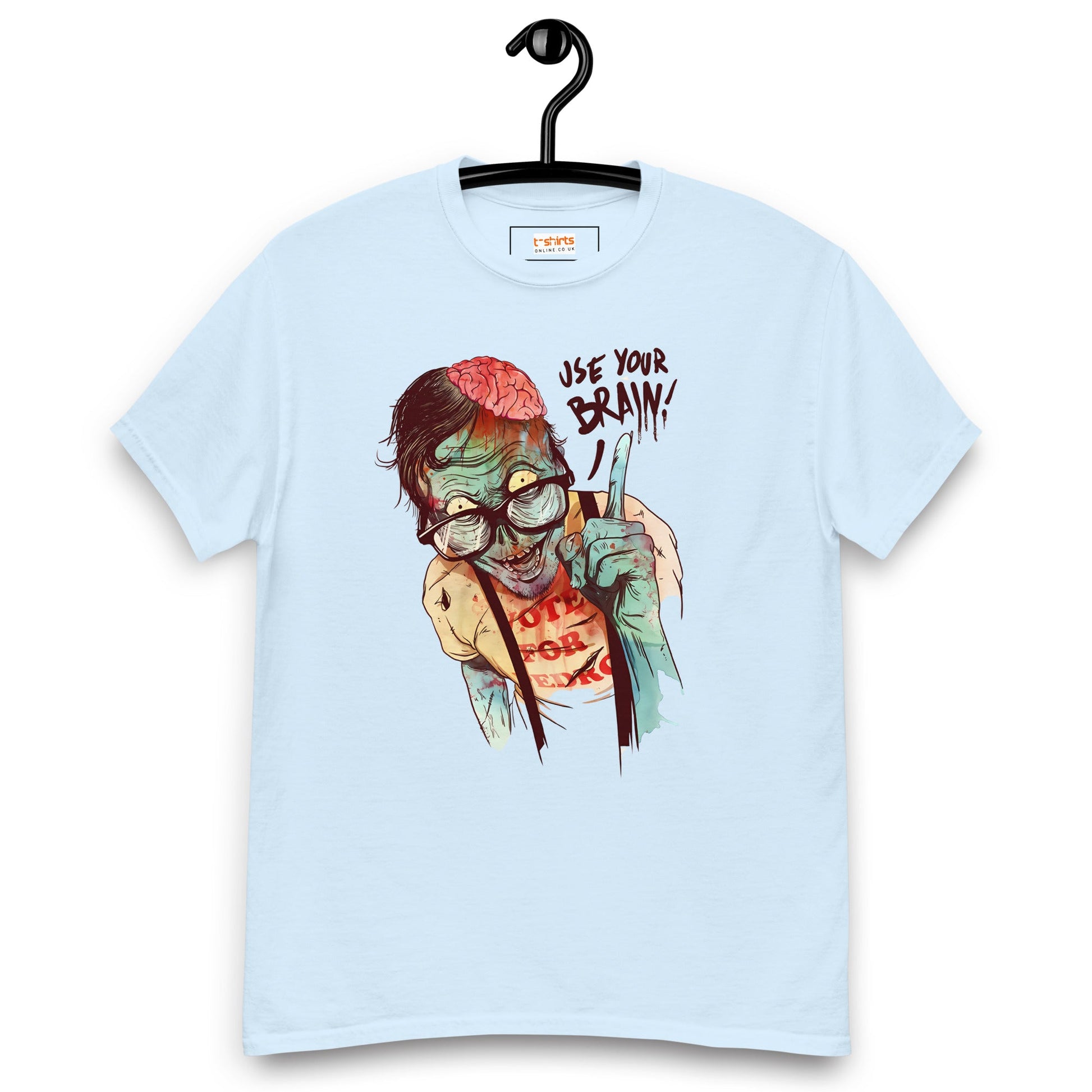 Use Your Brain T-Shirt | Zombie Tee - Light Blue - T-Shirts Online