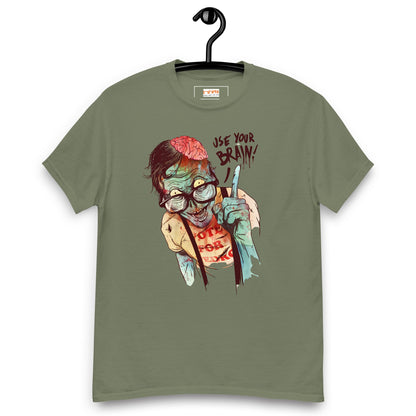 Use Your Brain T-Shirt | Zombie Tee - Military Green - T-Shirts Online