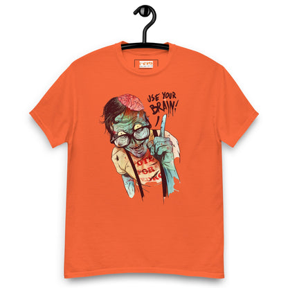 Use Your Brain T-Shirt | Zombie Tee - Orange - T-Shirts Online