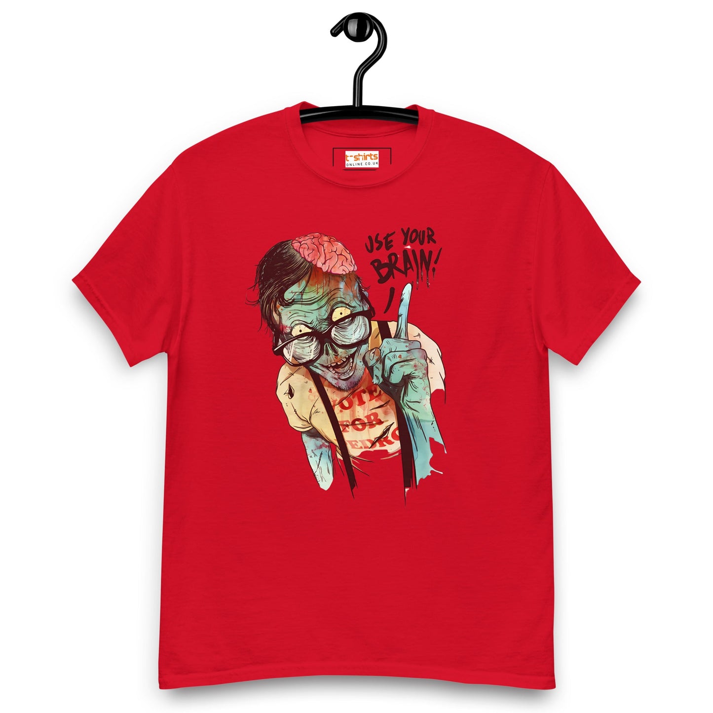 Use Your Brain T-Shirt | Zombie Tee - Red - T-Shirts Online
