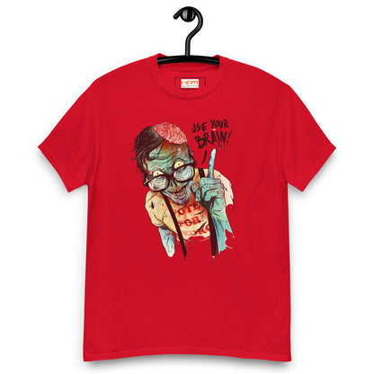 Use Your Brain T-Shirt | Zombie Tee - Red - T-Shirts Online