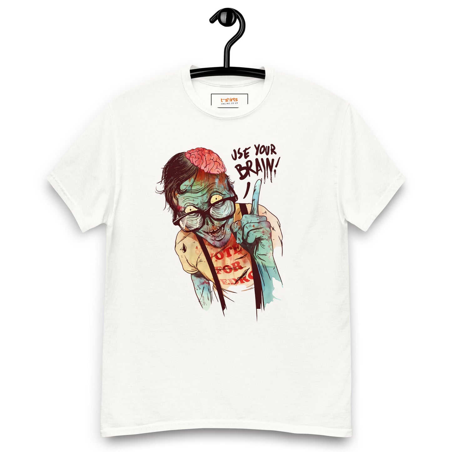 Use Your Brain T-Shirt | Zombie Tee - White - T-Shirts Online