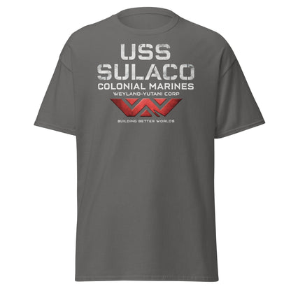 USS Sulaco Weyland - Yutani Colonial Marines Sci - Fi T-Shirt - Charcoal - T-Shirts Online