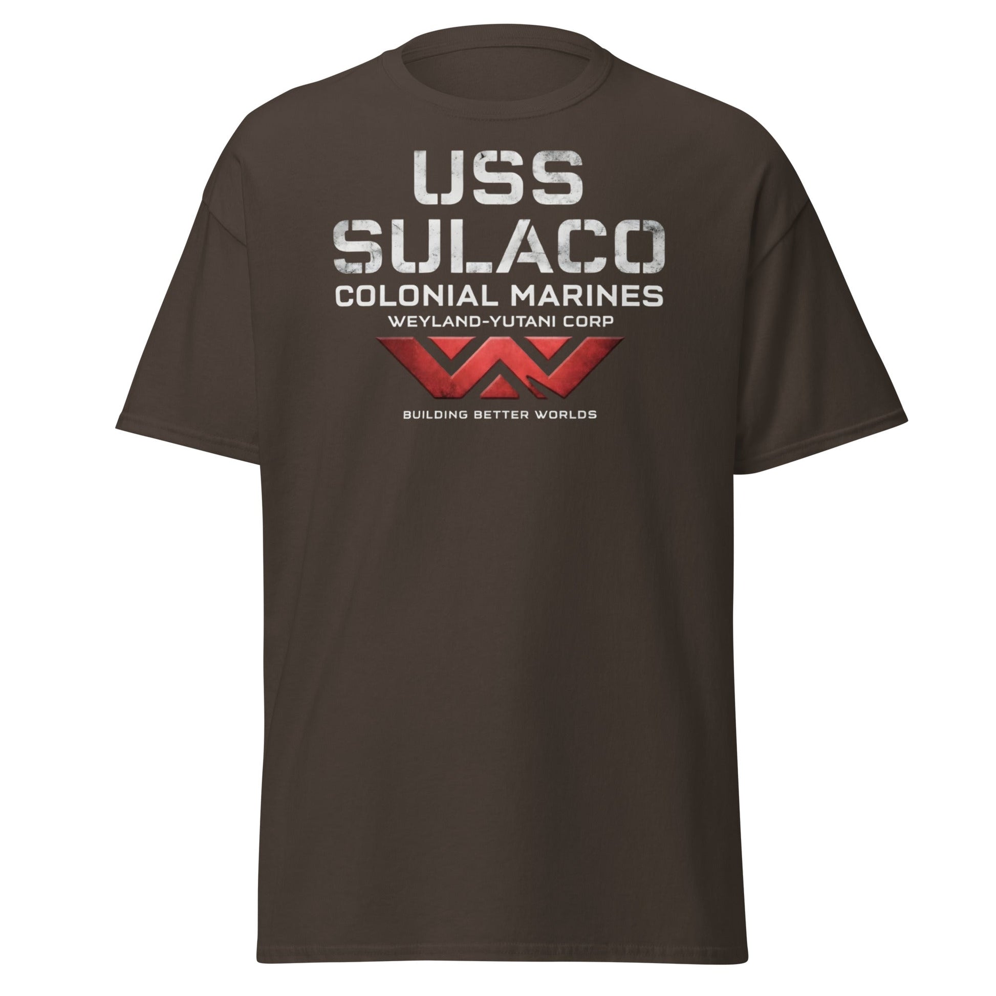 USS Sulaco Weyland - Yutani Colonial Marines Sci - Fi T-Shirt - Dark Chocolate - T-Shirts Online