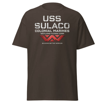 USS Sulaco Weyland - Yutani Colonial Marines Sci - Fi T-Shirt - Dark Chocolate - T-Shirts Online
