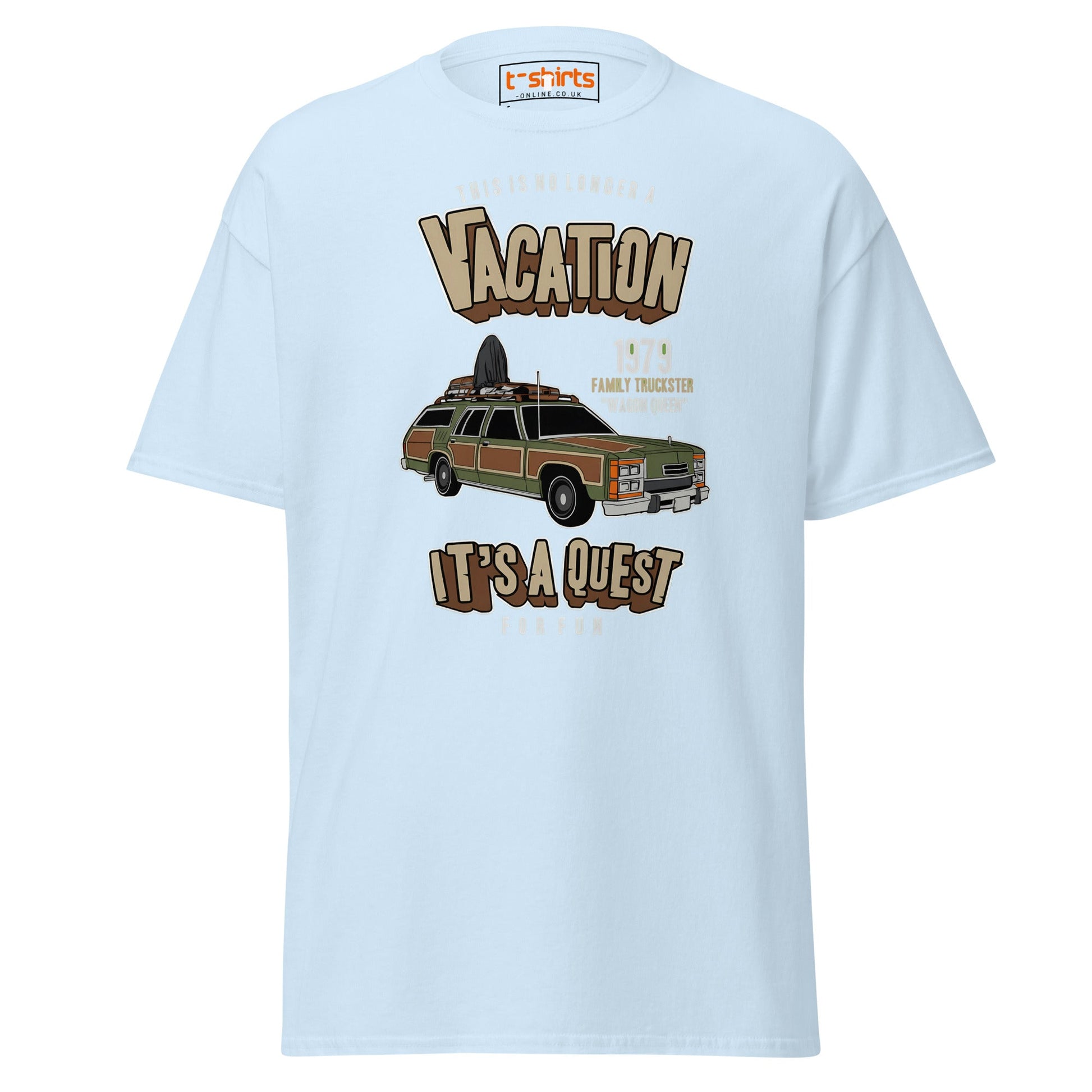 Vacation Wagon Queen T-Shirt | Retro Family Truckster Tee - Light Blue - T-Shirts Online