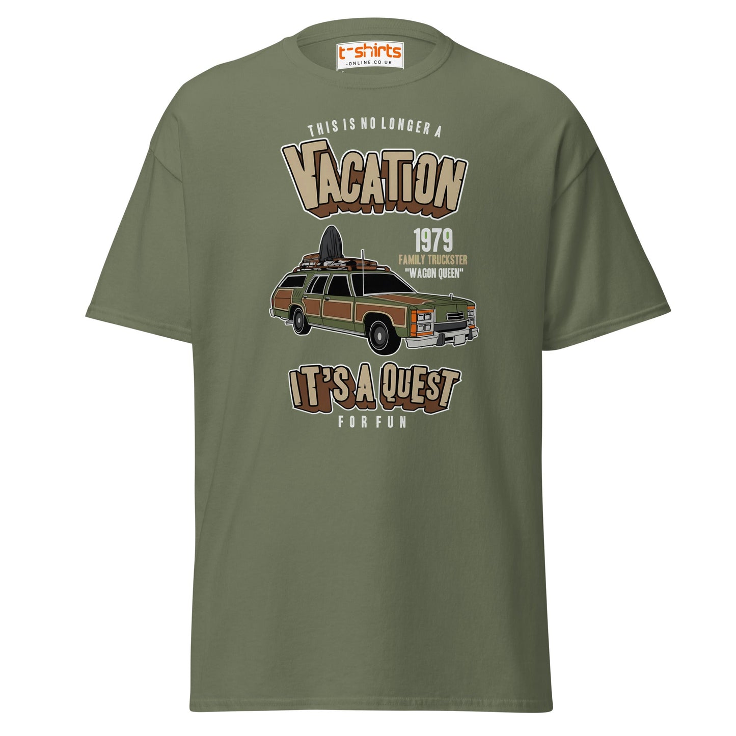 Vacation Wagon Queen T-Shirt | Retro Family Truckster Tee - Military Green - T-Shirts Online