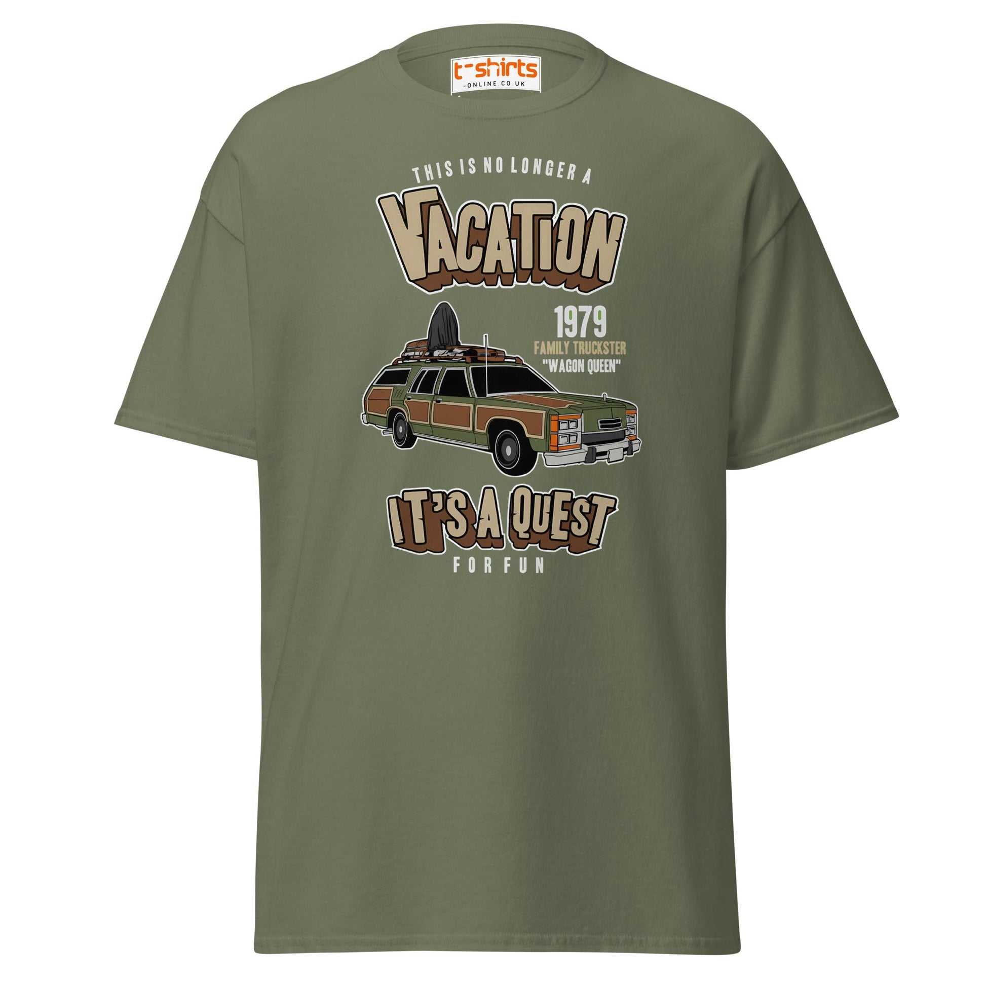 Vacation Wagon Queen T-Shirt | Retro Family Truckster Tee - Military Green - T-Shirts Online