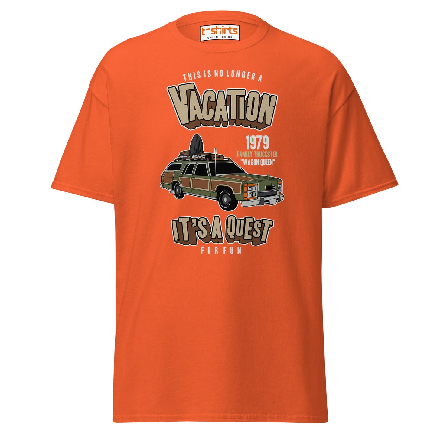 Vacation Wagon Queen T-Shirt | Retro Family Truckster Tee - Orange - T-Shirts Online